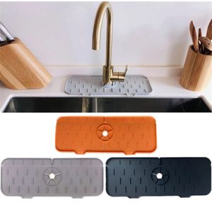 Kitchen Tools Bathroom RV Sink Waterproof Suction Tray Drain Drying Mat Reusable Faucet Splash Proof Silicone Pad Storage Upholstered