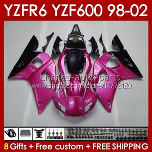 Yamaha Rosa Verkleidungskit großhandel-Bodys Kit für Yamaha YZF R6 R YZF600 CC Bodywork NO YZF CC YZF YZFR6 Rahmen YZF R6 Full Fairing Glossy Pink BLK BLK BLK