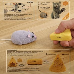 Trådlös elektronisk fjärrkontroll Plush RC Mouse Toy Flocking Emulation Rat för Cat Dogjoke Scary Trick Toys 220621