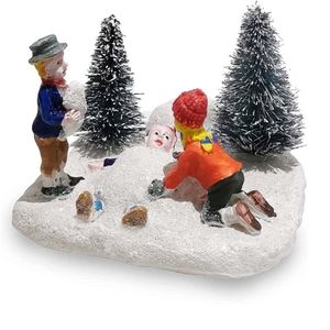 Christmas Village Collecotion Figurines Accessories Kid Playing Figurine of Xmas Decoration Merry Holiday Scene Decor 220329