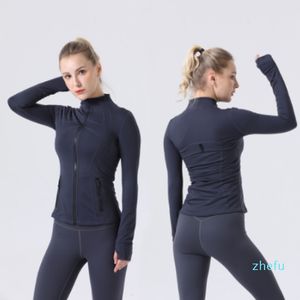 2021 Align LU-07 Women's Yoga long sleeves Jacket Solid Color Nude Sports Shaping Waist Tight Fitness Loose Jogging Sportswear Women's High