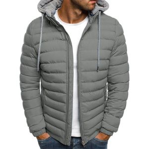 Men's Jackets Autumn Winter Men Cotton Jacket Hooded Thickened Down Coats Solid Color Long Sleeves Zip-Up Outer WearMen's