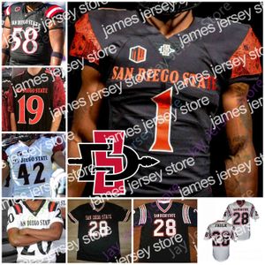 James Custom San Diego State Aztecs Fußballtrikot NCAA College Chance Bell Chase Jasmin Keshawn Banks Rashaad Penny 28 Marshall Faulk Ryan Agnew