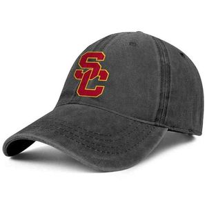 Stilvolle Usc Trojans Fußball Basketball Gold Unisex Denim Baseball Cap Golf Einzigartige Hüte Pride Rainbow Coconut Tree Usa