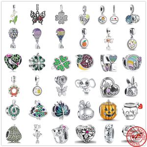 925 Silver Fit Pandora Charm 925 Bracelet Flower Bee Butterfly Слоны Charms Set Подвеска Diy мелкие бусины украшения