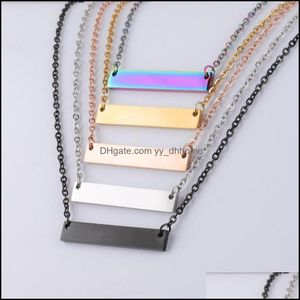 Pendant Necklaces Pendants Jewelry High Quality Stainless Steel Blank Bar 5 Colors Geometric Square Necklace Diy Customize Drop Delivery 2