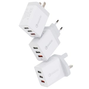 QC 3.0 3 USB 18W Szybkie ładowanie UE UK UK WILL WALL WALL TALL Szybkie ładowanie zasilania podróży dla Samsung S9 S10 Xiaomi HTC