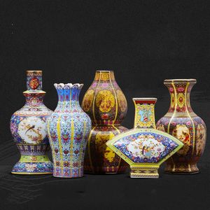 Vases Classic Jingdezhen Ceramic Vase Decoration Antique Enamel Porcelain Ornaments Home Livingroom Figurines Crafts El Furnishing