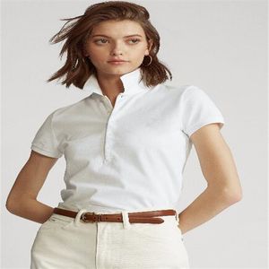 Womens Polos Shirt Top Broderi Kortärmad Tees Bomullskläder Feminin T-shirts Slim Fit Polo Dress T-shirts Hög kvalitet