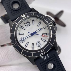 lmjli - Mens Mechanical Watch 46mm Fashion Business Watches Automatisk kalendergummband armbandsur vit urtavla