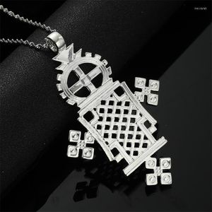 Anhänger Halsketten äthiopischer Schmuck Silber Hohl großes Kreuz für FrauenAnhänger