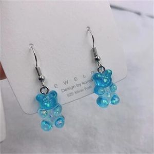 Simple Cute Colorful Acrylic Animal Bear Dangle Earrings for Girls Women Children Birthday Gift Lovely Jewelry GC1026