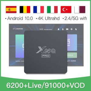 X96Q 6200ライブ90000 VODフランスのアラビア語テレビ番組スポーツキッズフルHDフリーテストスマートセットトップボックスを備えたPro Androidボックス