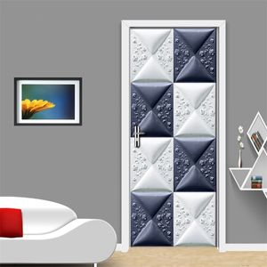 3D Geometric Creative Door Stickers Mural Home Decoration Modern Living Room Bedroom Door Sticker PVC Waterproof 3D Wallpaper 201009