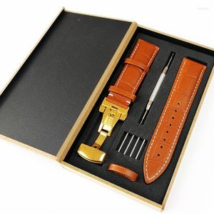 Watch Bands Genuine Leather Band Strap Stainless Steel Butterfly Clasp 13mm 14mm 15mm 16mm 17mm 18mm 19mm 20m 21mm 22mm Watchband Gift Hele2