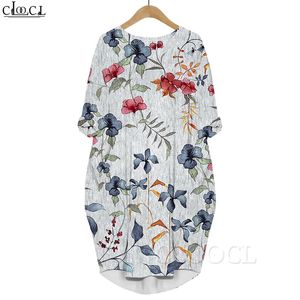 Women Dress Vintage Flowers 3D Graphics Printed Dress Long Sleeve Party Skirt Casual Pocket Female Dresses Maxi Dress 220616