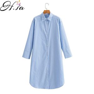 HSA European och American Summer Wind Women's Striped Loose Long Sleeve Shirt 1566 210716