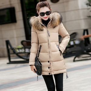 Jacket Coat Winter Plus Size Parka Long Hooded Outerwear With Fur Collar Slim Fashion Coats Female Parka Winter Coat 201027