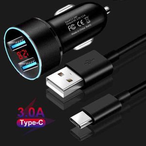 Ładowarka samochodowa do Samsung Note 20 Ultra 10 9 8 Pro Lite S21 S20 Ultra USB Car Charger 3.1A Szybki ładowanie Telefon typu C Kabel USB W220328