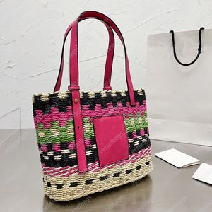 Luxus-Shopping-Frauen Taschen Praktische Handtaschen 3 Farben Stroh Umhängetasche Stricken Sie mehrfarbige Reisebühne