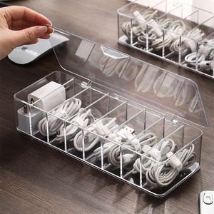 8 Gitterstaub-Sortier-Box-Desktop-Datenkabel-Speicherboxen Desk Stationery Make-up Organizer Data Line Container