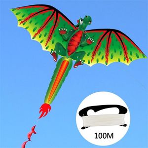 Großhandel Kinder süße 3D -Dinosaurier Kite Kinder fliegen Spiel Outdoor Sport spielen Spielzeuggartentuchspielzeug mit 100m Linie 220602