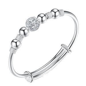 925 gestempelt Silber Farbe Charme Glück Perlen Armreifen Für Frauen Armbänder Mode Party Hochzeit Schmuck Urlaub Geschenke