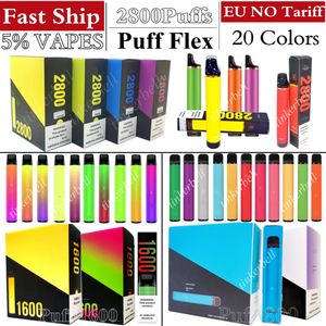 Puff Flex 2800 Puffs Hits Puff800 1600 Puffs Disposable Vape 5% Cigarette Ecigar Vapor Device 1500mAh Battery Kit eCigs Vapes Pen VS MINI BAR OEM HOT