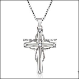 H￤nge halsband Crystal Faith Hope Love Cross Necklace For Women Jewelry Valentines Day Girlfriend Lover Par Gift D DHSeller2010 DHLFR