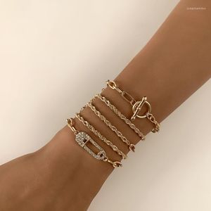 Link Chain Bohemian Gold Bracelet For Women Crystal Multilayer Rope Girls Punk Jewelry 2022 Trend Lady Charms Bracelett
