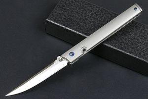 Specialerbjudande R8126 Flipper Folding Knife D2 Satin Drop Point Blade CNC TC4 Titaniumlegering Handle Ball Bearing EDC Pocket Knives