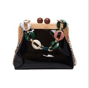 Borse da sera Designer Wood Clip Autunno e inverno Borsa a mano in peluche Donna Borsa a tracolla a tracolla a catena coreana Frizione femminile