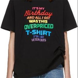 Vetements T-Shirt Erkek Kadın Doğum Günü Hediye Renkleri Baskı Tişört Heterokromatik Mektup Tops 210420