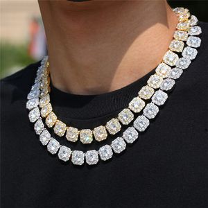 Jóias hip hop 12,5 mm colar de tênis designer de cobre masculino colar de ouro pulseira de zircônia branca Ice Out Chain para homem Diamante Colares de prata Mulher Gargantilha Correntes