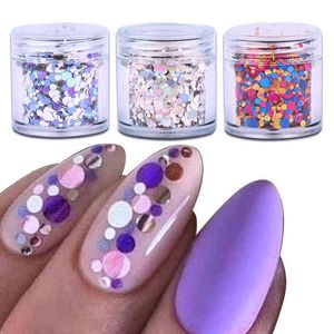 10 ml / scatola rotonda paillettes per unghie colorate dimensioni miste unghie fiocco cerchio glitter paillette fascino nail art decorazione manicure Y220408