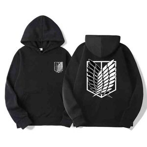 Atak na Titan's Men's Hoodie Anime Bluzy Mężczyźni Kobiet Streetwear Pullover Harajuku Bluzy Bluza Ubrania Y220713