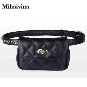 Crossbody Bag Mihaivina Fashion Leather Waist Bag Women Fanny Chest Pack Femal Plaid Belt s Hip Money Travel Phone Pouch s 220802