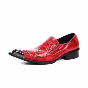 Designer-New Luxury Fashion Oxfords Eagle Embroidery Slip on Wedding and Nightclub Party Shoes Men Red Christmas Gifts