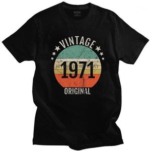 Homens t - shirts vintage original em 1971 t-shirt Homme puro algodão 50 anos de presente de aniversário de aniversário de manga curta