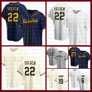 2022 Brewers Christian Yelich Baseball-Trikot Willy Adames Robin Yount Lorenzo Cain JC Mejia Hunter Renfroe Corey Ray Luis Urias Ryan Braun Brandon Woodruff Wong