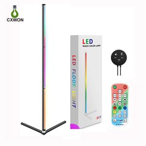 Infällbar RGBCW Smart Corner Floor Lamps 49.6 '' Stand Light Futurist Modern Lamp Creative DIY Mode Alexa App Voice Control