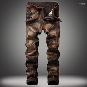 Jeans Masculino Algodão Vintage Masculino Outono Hip Hop Camuflado Preto Branco Calça Jeans Macio Harajuku Slim Marrom Calça Masculina 29-42