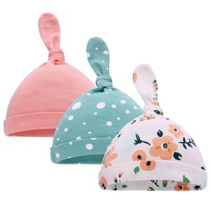قبعات القبعات Happyflute 3pcs/مجموعة من المولودة قبعة الطفل القطن الربيع الخريف الصغار الأولاد Girls Cap Winter Warm Print Children