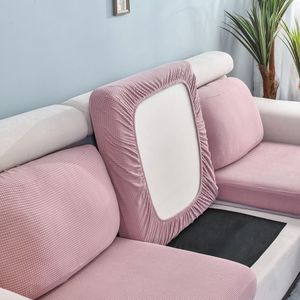 Samt-Plüsch-Sofa-Kissenbezug in L-Form für Wohnzimmer, elastischer Möbel-Couch-Schonbezug, Chaiselongue-Sofa-Sitzbezug, Stretch, 0624