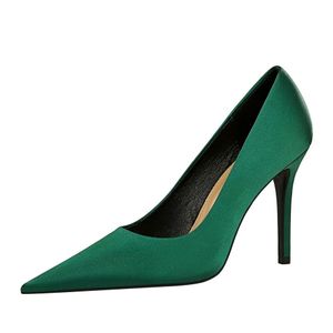 2022 Women fashion high heel design dress shoes girls sexy soft pointed toe thin heels pumps shoe office lady working dinner party sexy green wedding black No Box#H19