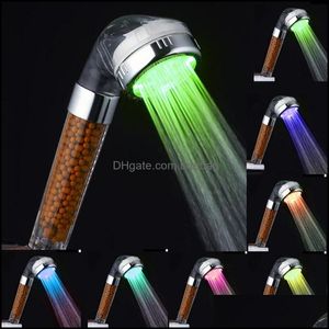 Cabeças de chuveiro de banheiro led Sprinkler El Home Bath Room Supplies colorf atmosfera decoração noturna entrega de luz de luz 2021 chuveiros de torneiras