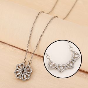UNUSUAL TOGETHER 4 CRYSTAL HEART FLOWER Heart Pendant Valentine Day Gift for Girls Women Love Hearts Necklaces for Women