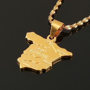 Pendant Necklaces Gold Color Spain Map Necklace For Women ESPAGNE Country Spanish Chain Jewelry