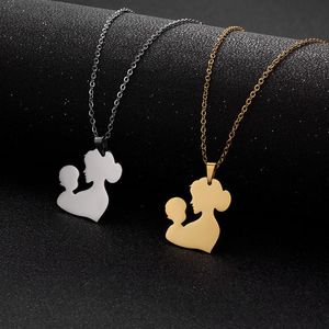 Pendant Necklaces Stainless Steel Heart Mom Baby Wife Necklace For Women Personality Mother's Day Jewelry Gift Child Boy Chain ChokerPen