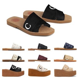 Flatform och klackade sandaler Designer tofflor Womens Woody Mules Wedge Espadrilles 2022 Nyaste bilder Lady Party Holiday Multicolour Mule Fashion Slipper 35-42